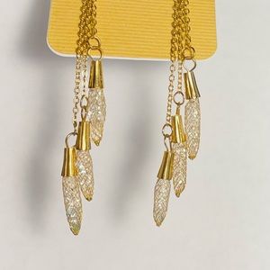 Gold and crystal dangle earrings